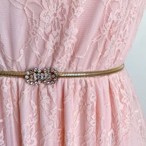 Vintage Metal Rhinestone Golden Stretch Belt